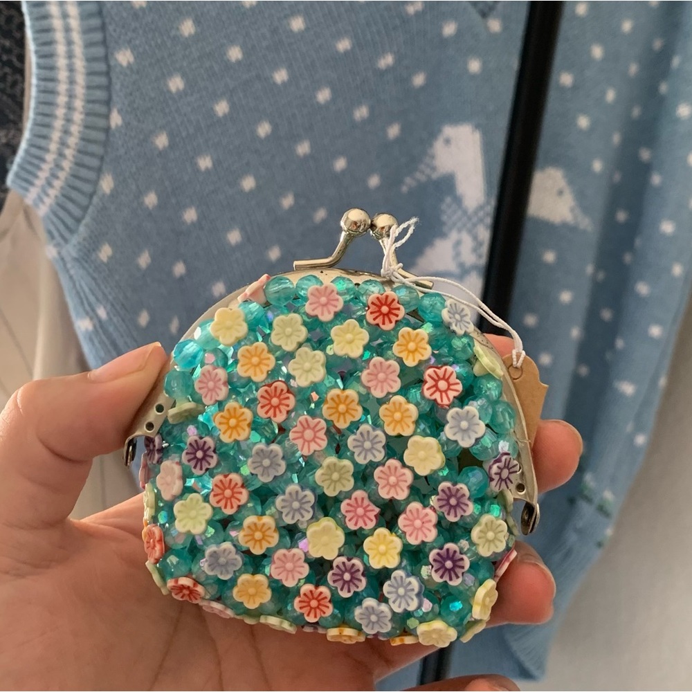 Colorful beaded coin bag